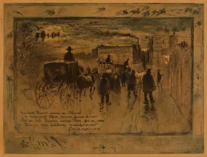 Lix Hilaire Buhot Prints: Convoi Funebre au Boulevard de Clichy (Funeral Procession on the Boulevard de Clichy