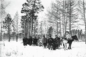 Position Collection: The convoy is in the woods, 1890. Creator: Unknown