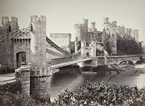 Bedford Francis Prints: Conway Castle & Suspension Bridge From The Island (687)