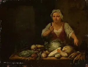 Preparation Prints: Cook Cleaning Vegetables, 1714. Creator: Nicolas van Haeften