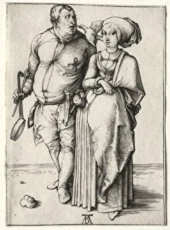 Late 15th Early 16th Century Prints: The Cook and His Wife, probably 1497. Creator: Albrecht Dürer (German, 1471-1528)