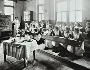 Blackboard Prints: Cookery class, Gopsall Street School, Shoreditch, London, 1908