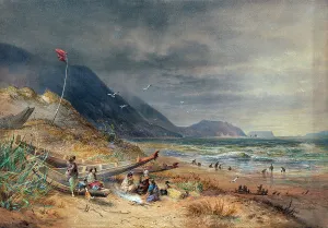 Canoe Prints: Cook's Strait, New Zealand, 1875. Creator: Nicholas Chevalier