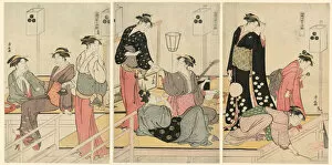 Lanterns Gallery: Cooling Off in the Evening at Shijogawara, c. 1784. Creator: Torii Kiyonaga