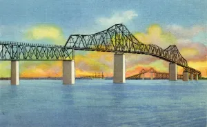 Curt Teich And Prints: Cooper River Bridge, Charleston, S. C. 1942. Creator: Unknown