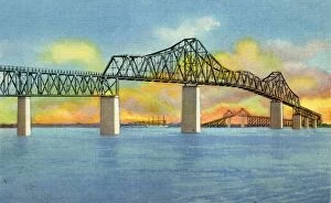 Curteich Chicago Collection: Cooper River Bridge, Charleston, S. C. 1942. Creator: Unknown