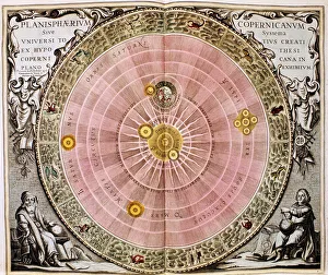 Copernican System Gallery: Copernican sun-centred (heliocentric) system of the universe, 1708