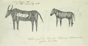 Sketch Book Prints: Copies after San rock-paintings of two animals, 1777. Creator: Robert Jacob Gordon