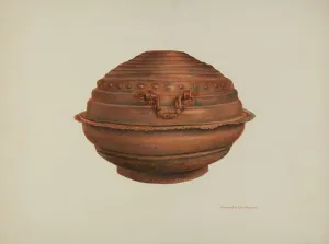 Baptistery Prints: Copper Baptismal Font, c. 1941. Creator: Juanita Donahoo