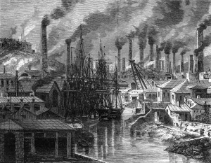 A copper factory in Cornwall, 19th century.Artist: Jean Baptiste Henri Durand Brager A copper factory in Cornwall, 19th century.Artist: Jean Baptiste Henri Durand Brager