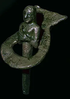Copper foundation figurine ending in cone and plaque, Telloh, South Iraq, 2494BC-2465BC Copper foundation figurine ending in cone and plaque, Telloh, South Iraq, 2494BC-2465BC