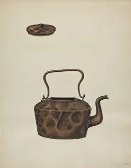 Clyde L Cheney Prints: Copper Tea Kettle, 1935 / 1942. Creator: Clyde L. Cheney
