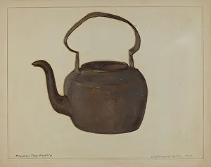 Oil Paint Prints: Copper Tea Kettle, c. 1936. Creator: J. Howard Iams
