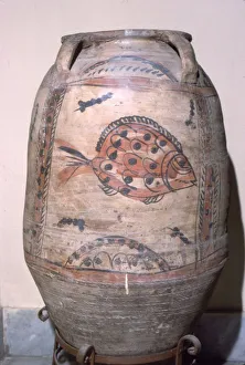 6th Century Prints: Coptic jar with fish, Egypt, c6th-8th century