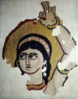 Coptic Textile, Female Head Portrait, Egypt, 6th-7th century