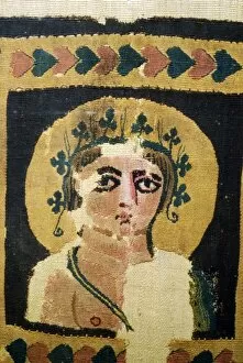 Bacchus Collection: Coptic Textile, Portrait of Dionysus. 5th Century