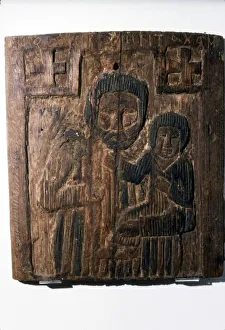 Coptic Wood Panel, Joseph carrying the Infant Jesus, 6th-7th century Coptic Wood Panel, Joseph carrying the Infant Jesus, 6th-7th century