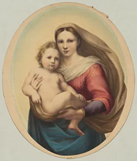 Watercolour And Gouache Prints: Copy after Raphaels Sistine Madonna