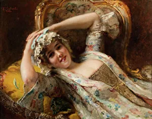 Boyar Prints: Coquette, 1885. Creator: Makovsky, Konstantin Yegorovich (1839-1915)
