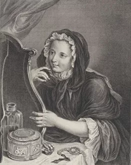 Images Dated 26th November 2020: The Coquettish Widow, 1724. Creator: Francois Bernard Lepicie