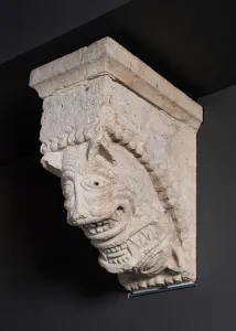 Benedictine Gallery: Corbel with Two Animal Masks from the Monastery Church of Notre-Dame-de-la-Grande-Sauve