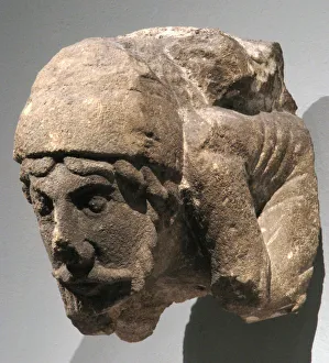 Corbel Prints: Corbel with Crouching Male Figure, Central or Western French, ca. 1150-75