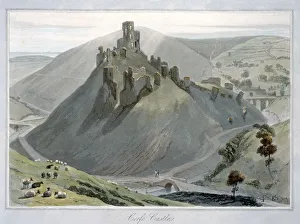 Daniell Prints: Corfe Castle, Dorset, 1823. Artist: William Daniell