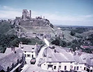 Eleventh Century Prints: Corfe Castle and village, Dorset, c1955. Creator: Arthur Charles Kirby Ware