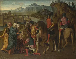 Coriolanus persuaded by his Family to spare Rome, c. 1500. Artist: Michele da Verona (1470-1536 / 44)