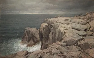 Watercolour And Gouache Prints: Cormorant Cliff, Jamestown, Rhode Island, 1877. Creator: William Trost Richards (American
