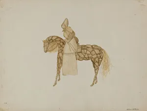 Wilbur M Rice Prints: Corn Husk Doll on Horse, 1935 / 1942. Creator: Wilbur M Rice