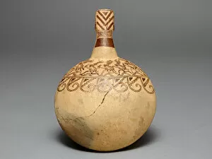 Corn Popper Depicting Costumed Runners with a Modeled Handle, 100 B.C. / A.D. 500