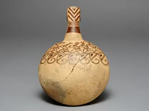 Corn Popper Depicting Costumed Runners with a Modeled Handle, 100 B. C. / A. D. 500