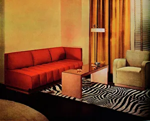 A corner in the American designer Walter Dorwin Teagues own Living-room, c1940