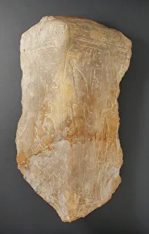Hieroglyph Prints: Corner of Block Statue of Hor, 22nd Dynasty, c883 - 835 BCE. Creator: Unknown