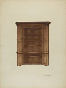 Corner Cupboard Prints: Corner Cupboard, c. 1937. Creator: George V. Vezolles