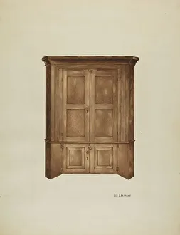 Corner Cupboard Prints: Corner Cupboard, c. 1937. Creator: George V. Vezolles