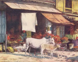A Corner of the Fruit Market, Delhi, 1905. Artist: Mortimer Luddington Menpes A Corner of the Fruit Market, Delhi, 1905. Artist: Mortimer Luddington Menpes