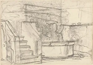 Corner of a Garden Court, 1815/1821. Creator: Friedrich Salathe