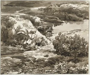 Kobell Franz Prints: Corner of a Meadow with a Stream, 1800/1820. Creator: Franz Kobell
