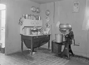 Cooking Gallery: Corner of one-room cabin belonging to farmer... Priest River Valley, Bonner County, Idaho, 1939