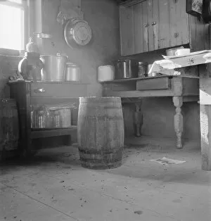 Dug Out Gallery: Corner of Roberts one-room basement dugout, Malheur County, Oregon, 1939. Creator: Dorothea Lange