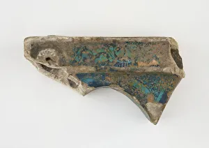 Raqqa Ware Prints: Corner tile, broken in two pieces, late 12th-early 13th century. Creator: Unknown