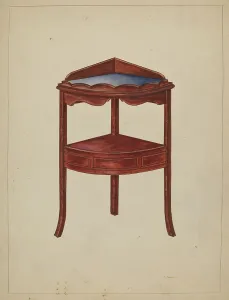 Winter Charlotte Prints: Corner Wash-stand, c. 1936. Creator: Charlotte Winter