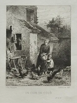 A Corner of the Yard. Creator: Charles-Emile Jacque (French, 1813-1894)