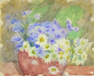 Wiik Maria Prints: Cornflowers and daisies in a vase. Creator: Maria Wiik