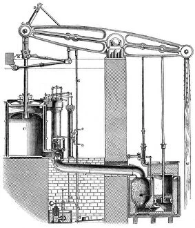 Images Dated 9th April 2009: Cornish or single acting pumping engine, 1866