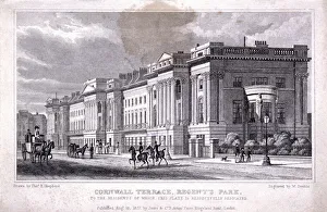 Cornwall Terrace, Regents Park, Marylebone, London, 1827. Artist: William Deeble