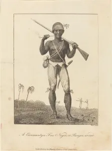 Rifleman Prints: A Coromantyn Free Negro, or Ranger, armed, 1793. Creator: William Blake