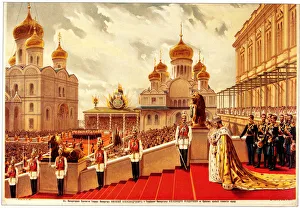 Nicholas The Martyr Prints: The Coronation Ceremony of Nicholas II. On the Red Porch, 1896. Artist: Anonymous